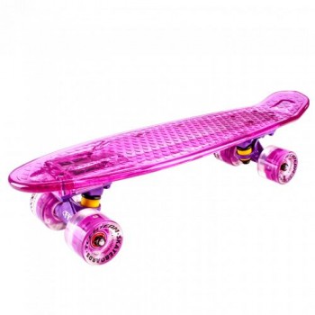 Скейтборд пластиковый Transparent 22 light розовый